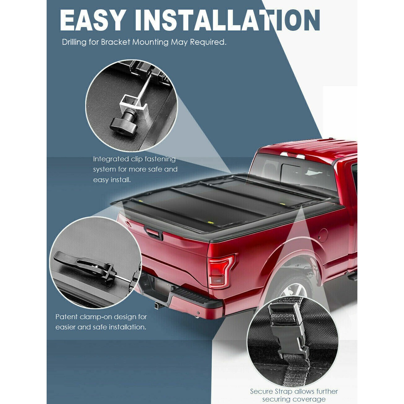 4 Fold 6.5FT Tonneau Cover /2500HD+LED_voghion.com