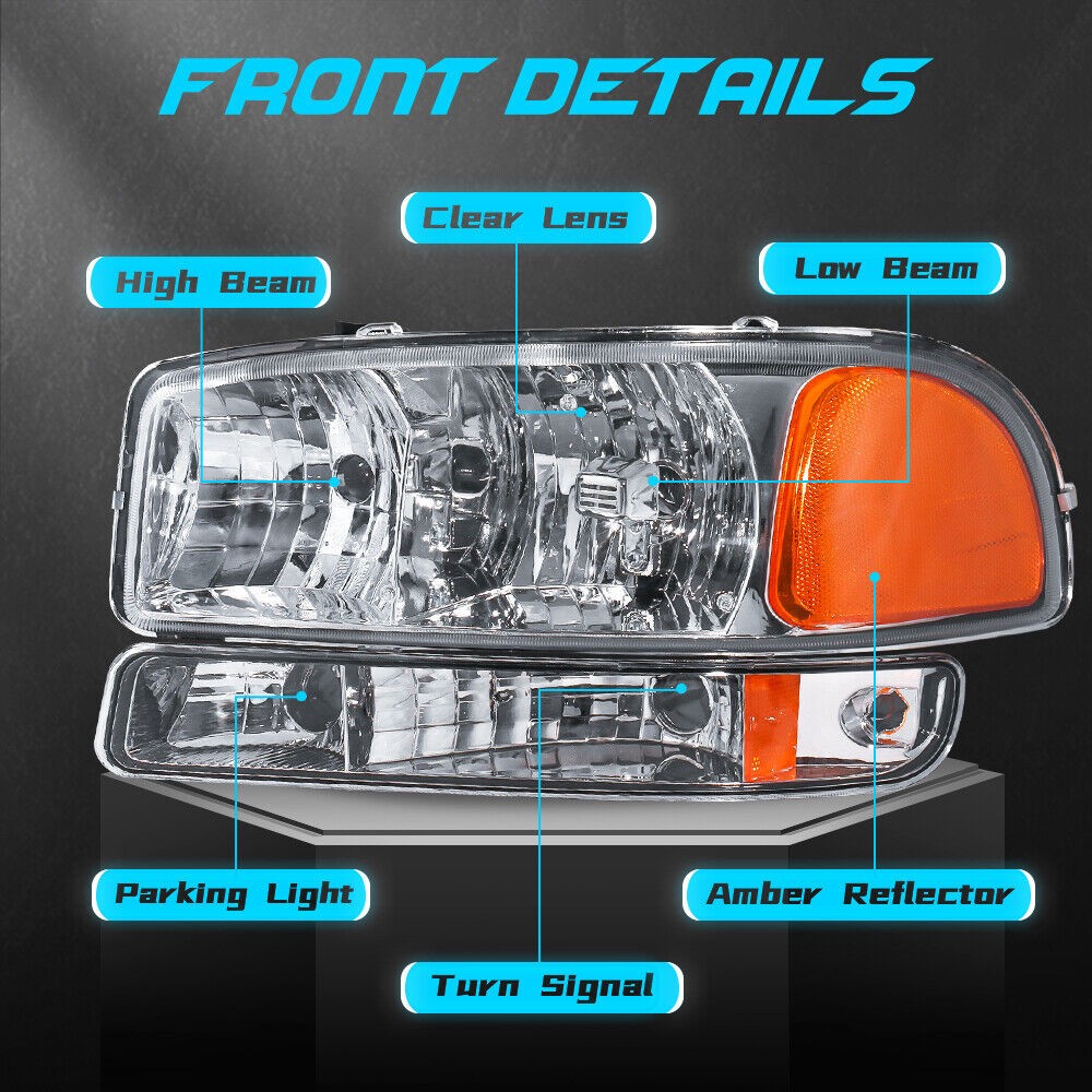 CHROME HOUSING AMBER CORNER HEADLIGHT_voghion.com