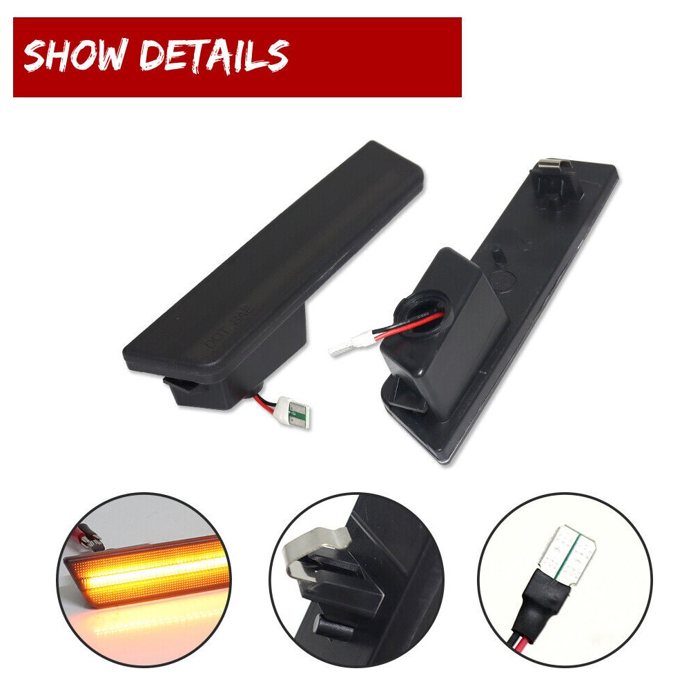 2x Smoked Lens Front Side Marker Amber LED Lights_voghion.com