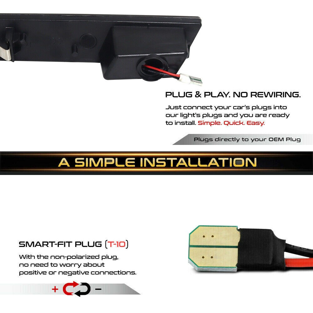 2x Smoked Lens Front Side Marker Amber LED Lights_voghion.com