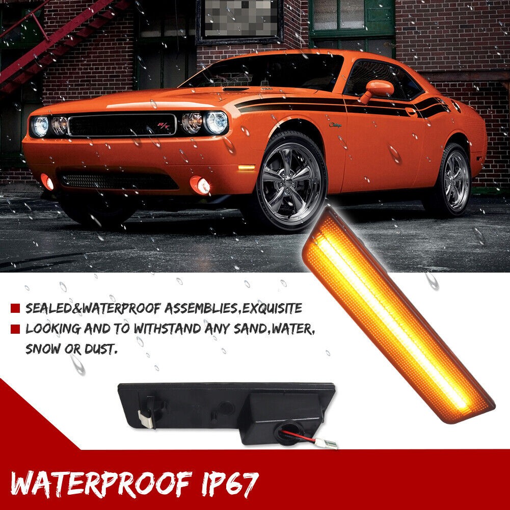 2x Smoked Lens Front Side Marker Amber LED Lights_voghion.com