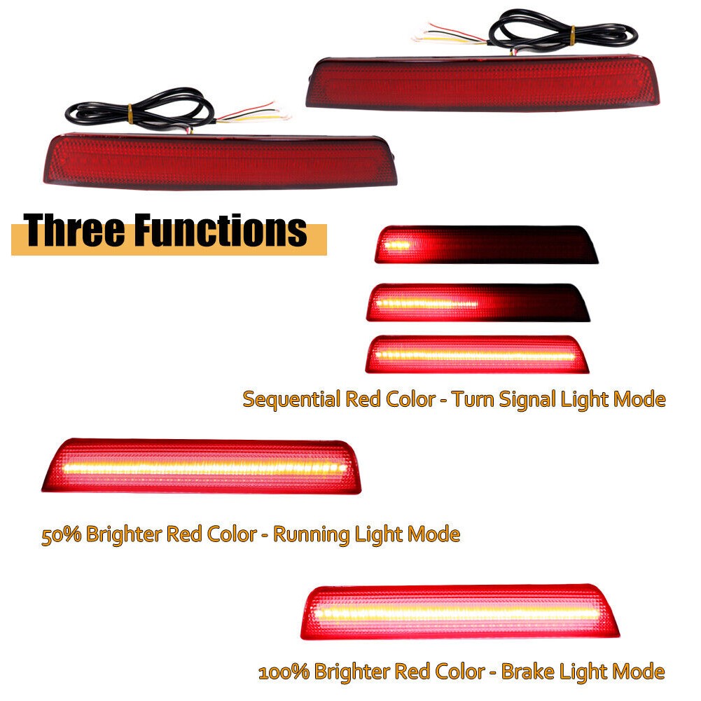 Red Rear Reflector Sequential LED Tail Brake Lights_voghion.com