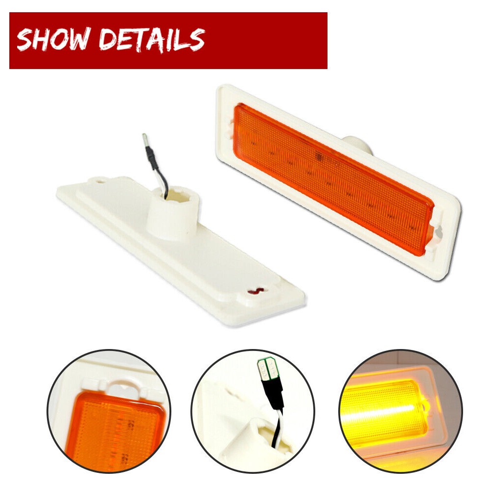 Amber LED Front Fender Bumper Side Marker Lights 2PCS_voghion.com