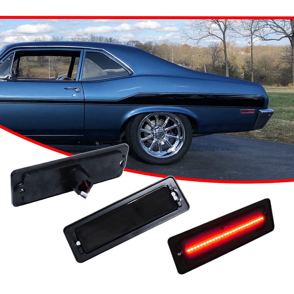 Smoked Red LED Rear Fender Bumper Side Marker Lights 2X_voghion.com