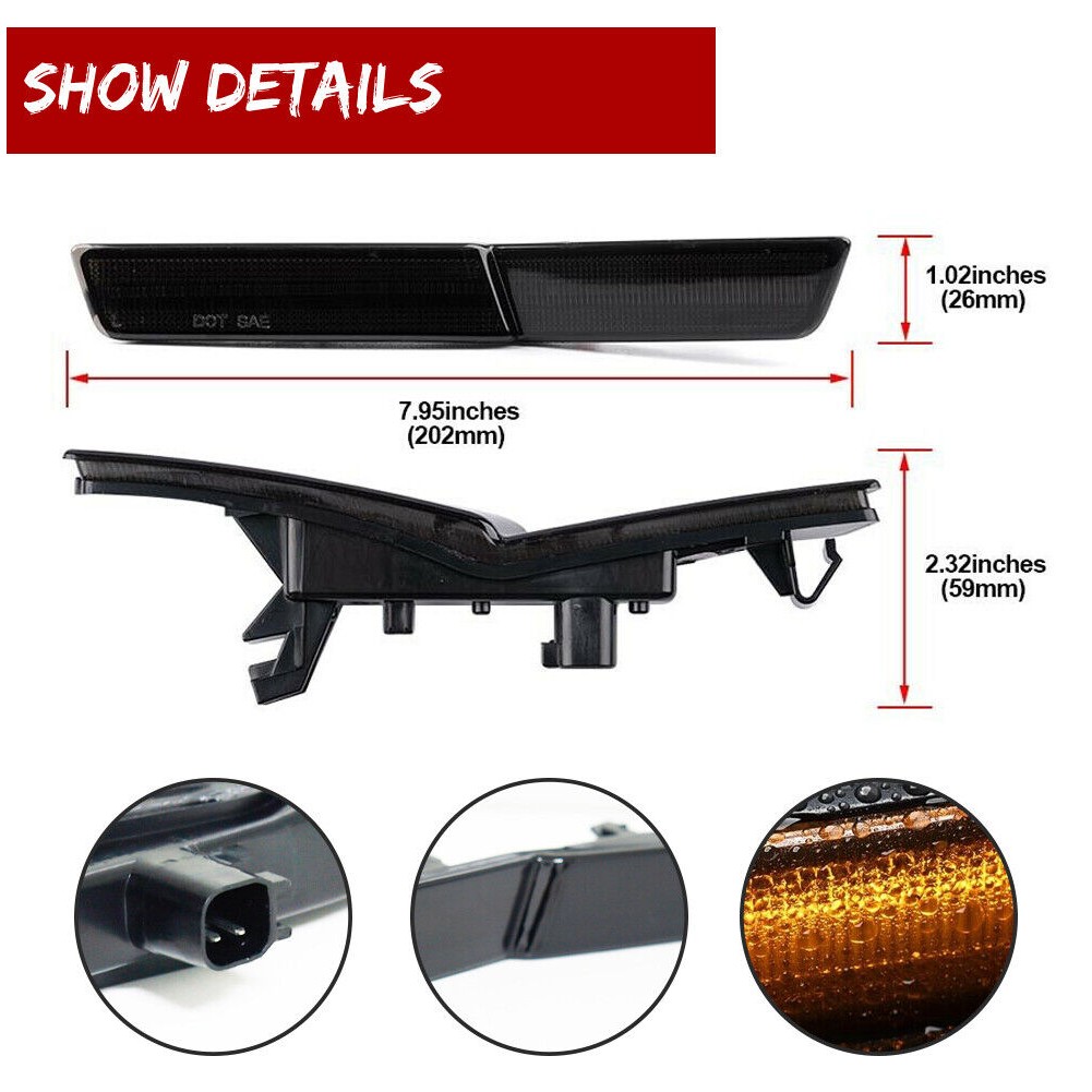 Smoked LED Front Side Marker Lights Widebody RT_voghion.com