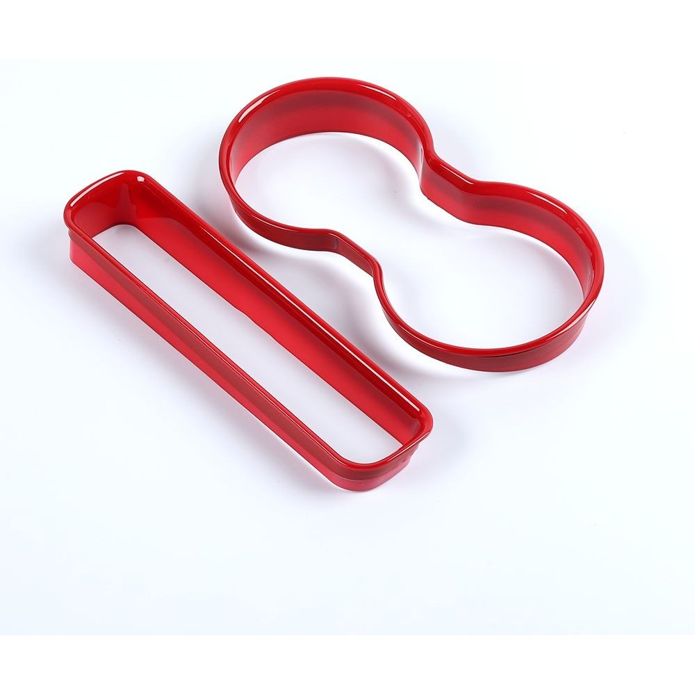 Red Front Water Cup Holder Trim Cover Bezel 2PCS_voghion.com