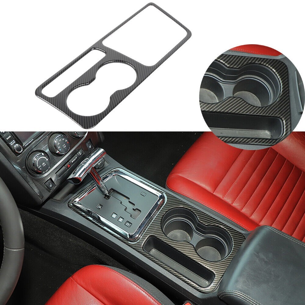 Gear Shift Cup Holder Cover Trim Frame Carbon Fiber_voghion.com