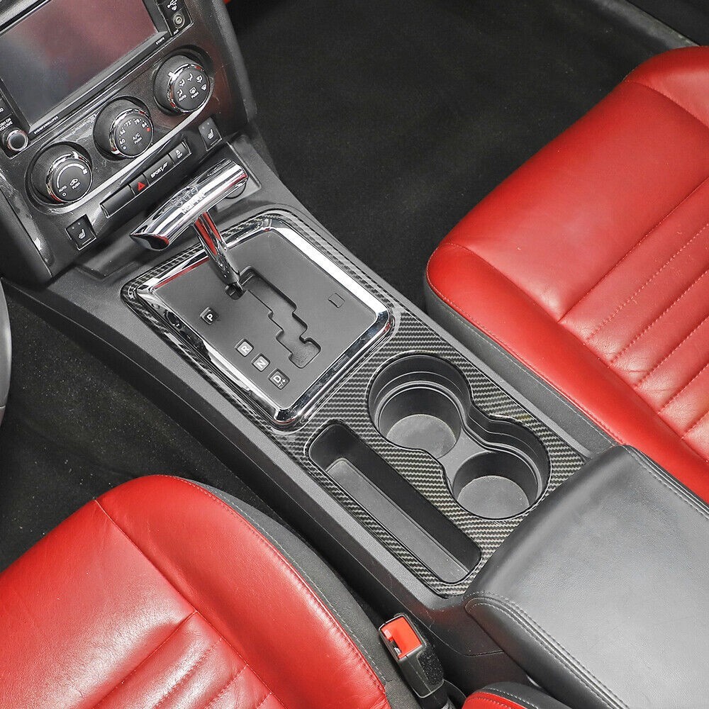 Gear Shift Cup Holder Cover Trim Frame Carbon Fiber_voghion.com
