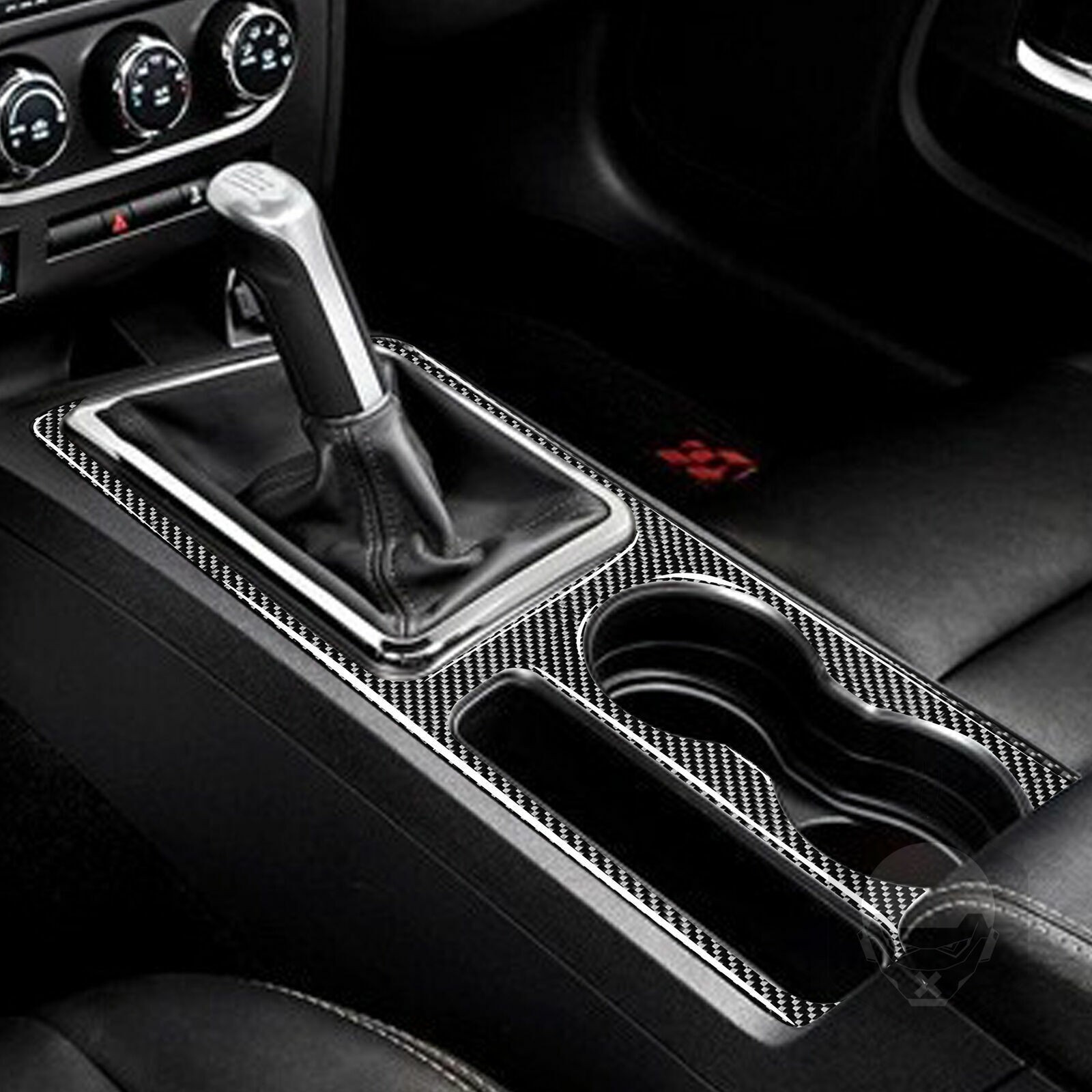 Gear Shift Cup Holder Cover Trim Frame Carbon Fiber_voghion.com