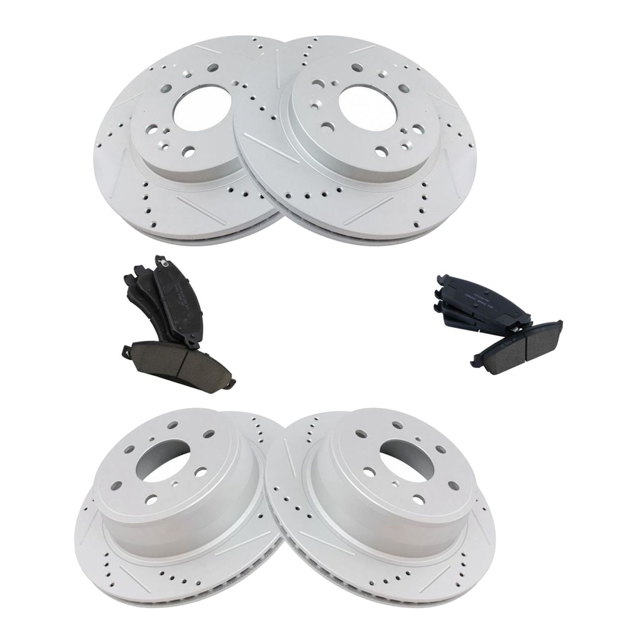 Front & Rear Performance Drilled Slotted Rotor & Ceramic Brake Pad Kit_voghion.com