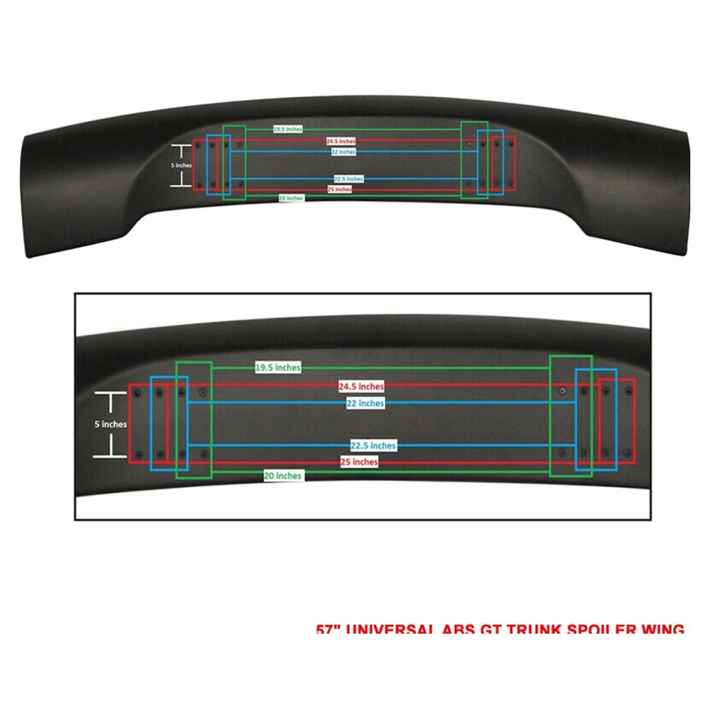 Universal 57" ABS GT Style JDM Adjustable Unpainted Rear Trunk Spoiler Wing_voghion.com